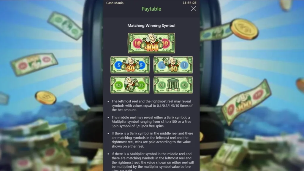 símbolos cash mania