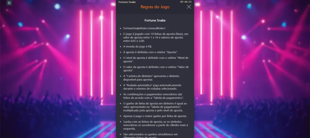 Fortune Snake regras