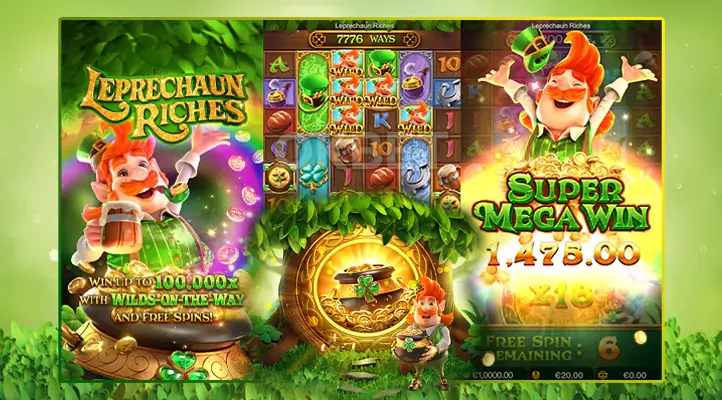 Leprechaun Riches com Super Mega Win de 1.475,00 e rodadas grátis ativas